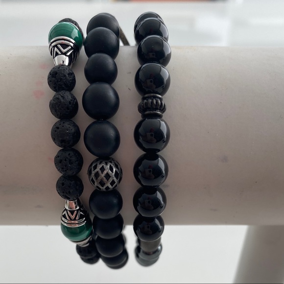 Set of 3 men’s beaded bracelets - Picture 3 of 6